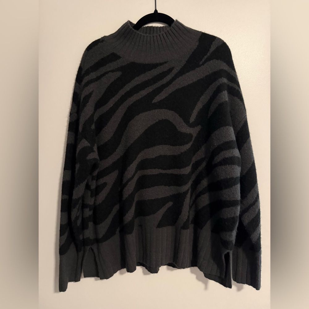 The Limited Black and Gray Oversized Zebra Sweater